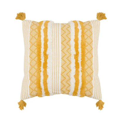 Boho jacquard cushion cover navy blue & mustard yellow living room