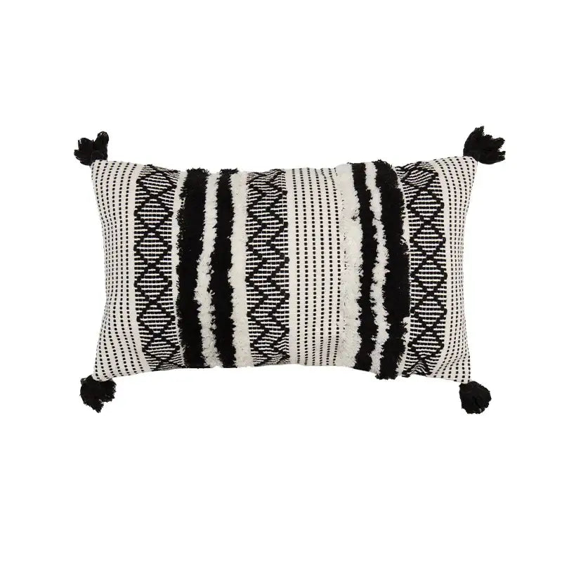 Boho jacquard cushion cover navy blue & mustard yellow living room