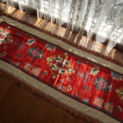 Boho jacquard knitted throw blanket green living room woven rug