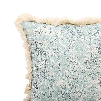Boho light blue & white patterned pillow cover living room tassel