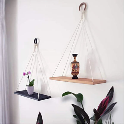 DecorBites™ Boho Macrame Hanging Wall Shelf