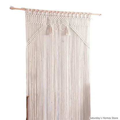 Boho macrame tassel curtain tapestry for living room window decor