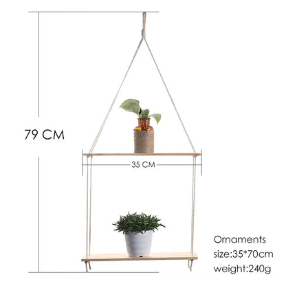 DecorBites™ Boho Macrame Wall Shelf for Home Decor