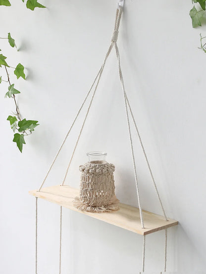 DecorBites™ Boho Macrame Wall Shelf for Home Decor