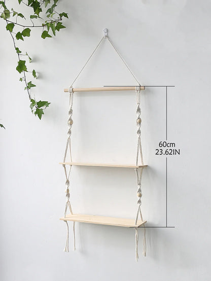 DecorBites™ Boho Macrame Wall Shelf for Home Decor