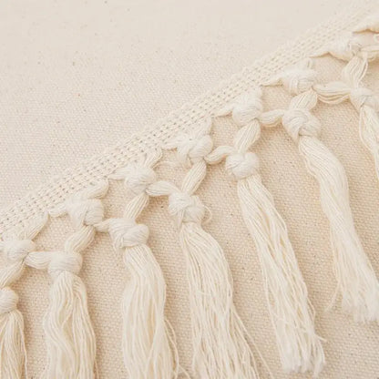 Boho macrame woven cushion cover cream cotton tassels bedroom pillow
