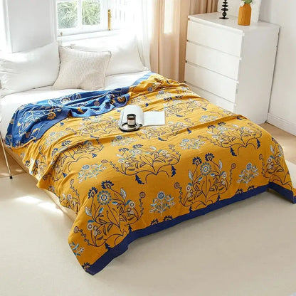 Boho mandala cotton summer blanket bedroom teal & orange throw