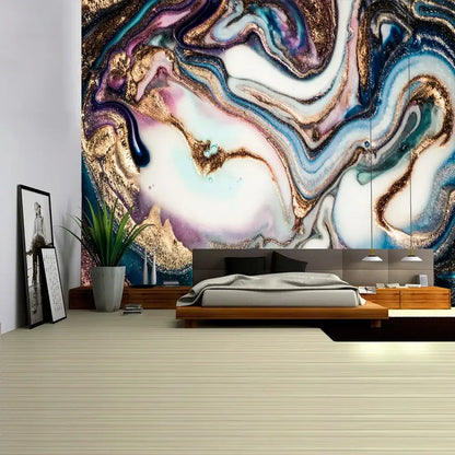 Boho marble abstract agate wall tapestry for bedroom decor