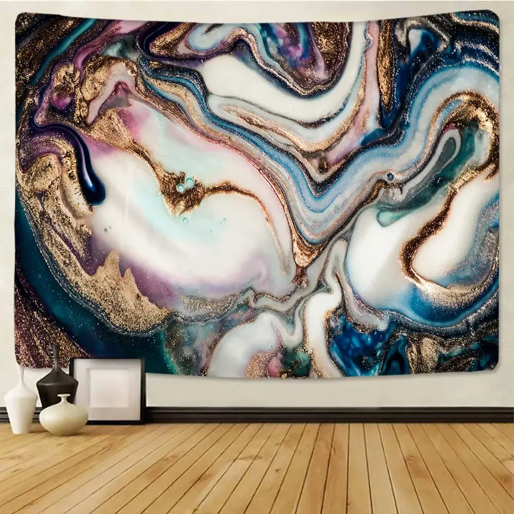 Boho marble abstract agate wall tapestry for bedroom decor