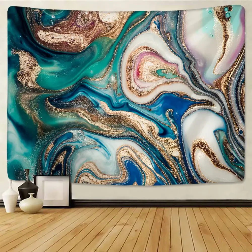 Boho marble abstract agate wall tapestry for bedroom decor