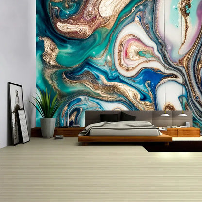 Boho marble abstract agate wall tapestry for bedroom decor