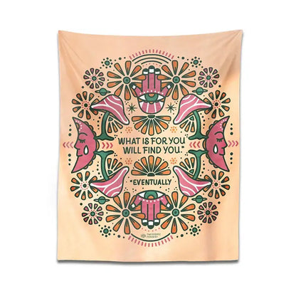 Boho moon flower magic peach tapestry bedroom wall hanging