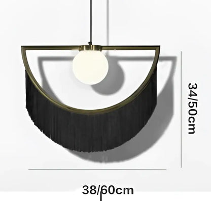 Boho multi color fringe glass ball pendant light for bedroom