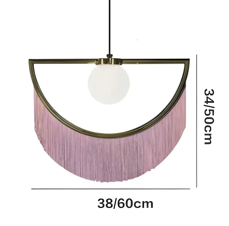 Boho multi color fringe glass ball pendant light for bedroom