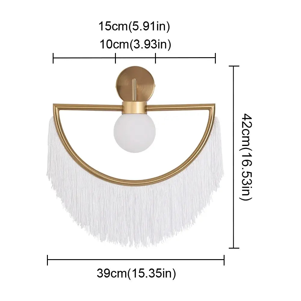 Boho multi color fringe glass ball pendant light for bedroom