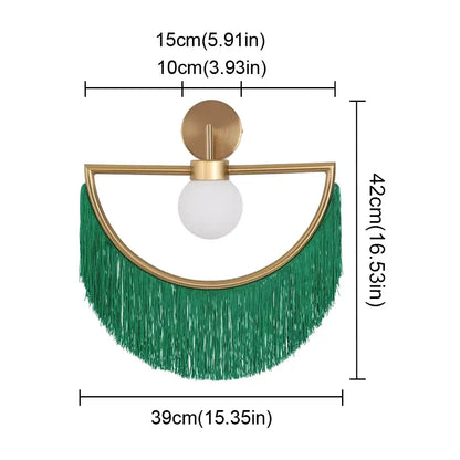 Boho multi color fringe glass ball pendant light for bedroom