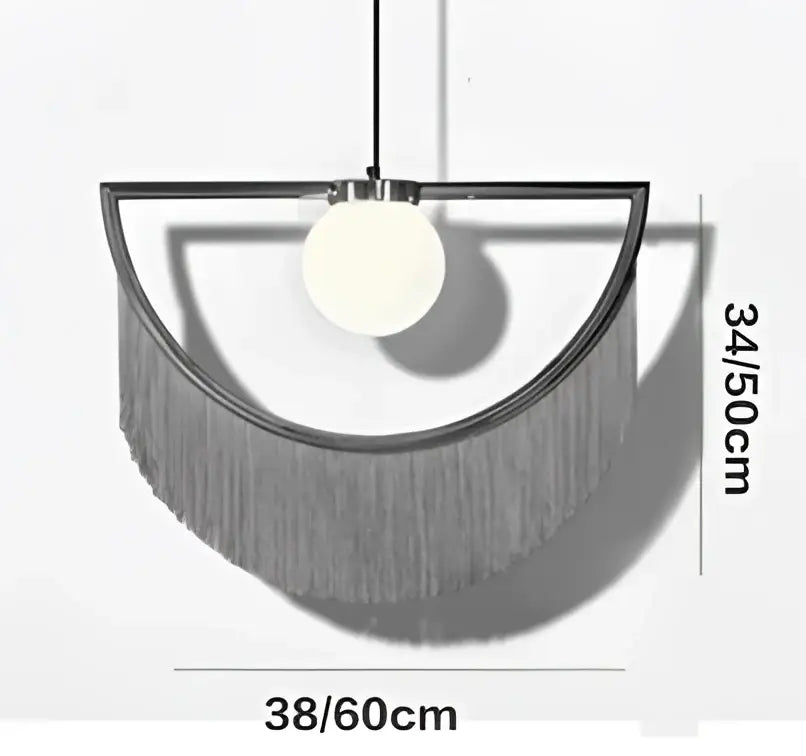 Boho multi color fringe glass ball pendant light for bedroom