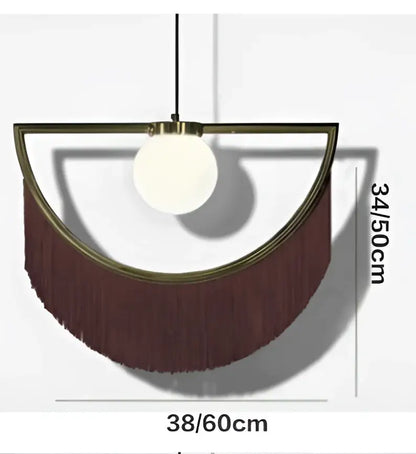 Boho multi color fringe glass ball pendant light for bedroom