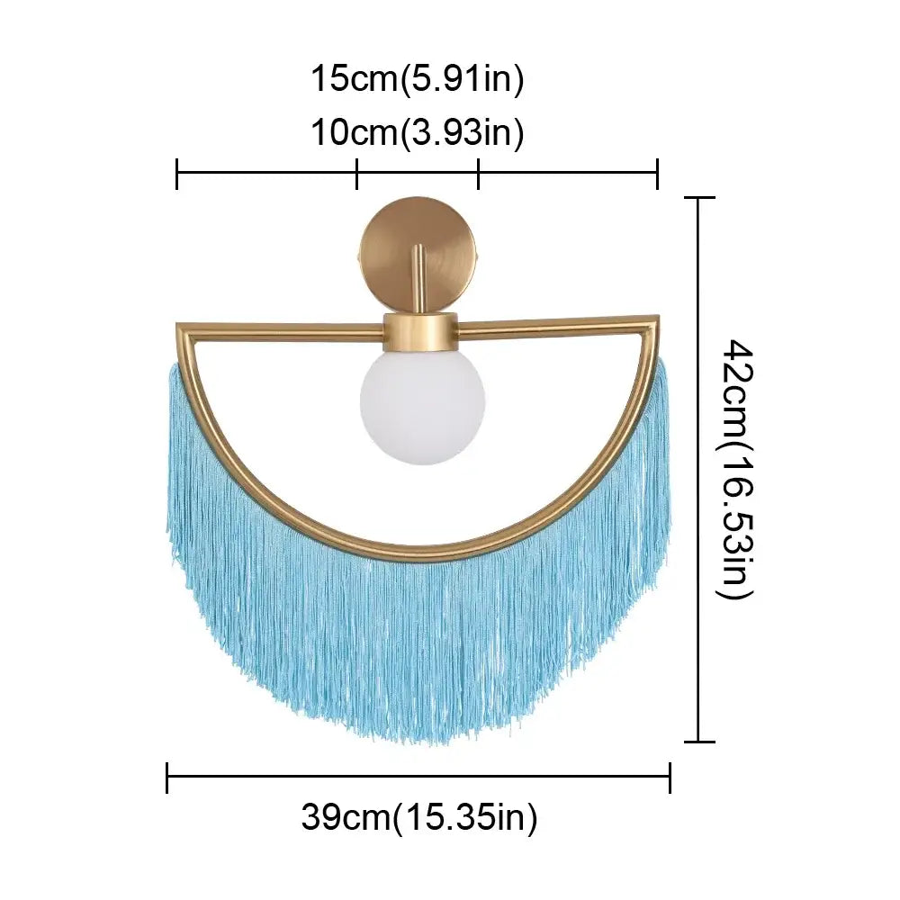 Boho multi color fringe glass ball pendant light for bedroom