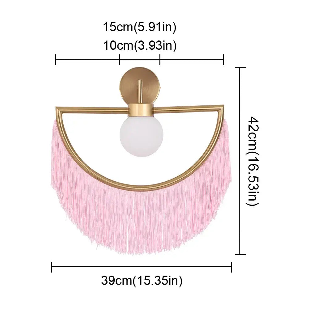 Boho multi color fringe glass ball pendant light for bedroom