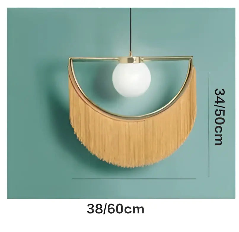 Boho multi color fringe glass ball pendant light for bedroom