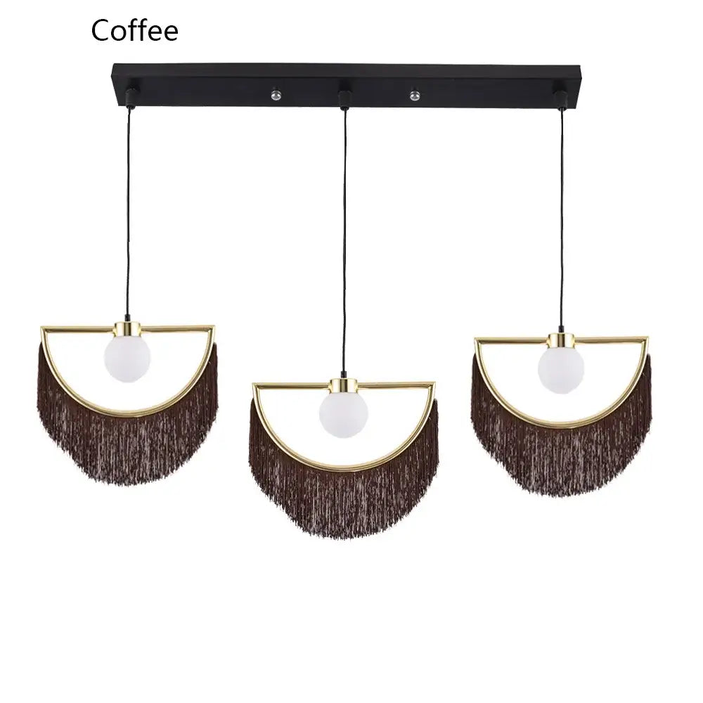 Boho multi color fringe glass ball pendant light for bedroom