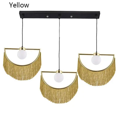 Boho multi color fringe glass ball pendant light for bedroom
