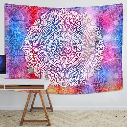 Boho multicolored indian mandala tapestry bedroom wall hanging
