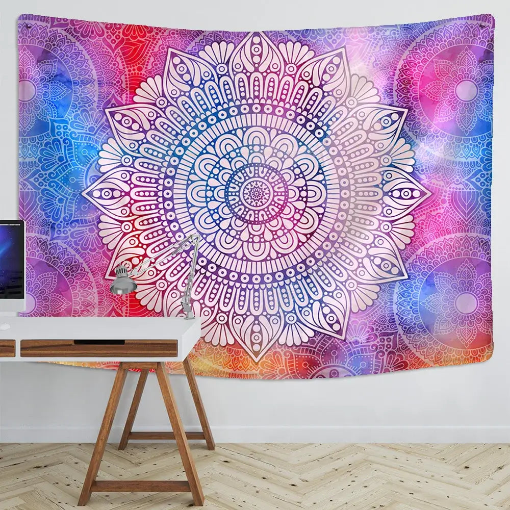 Boho multicolored indian mandala tapestry bedroom wall hanging