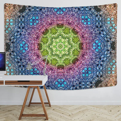 Boho multicolored indian mandala tapestry bedroom wall hanging