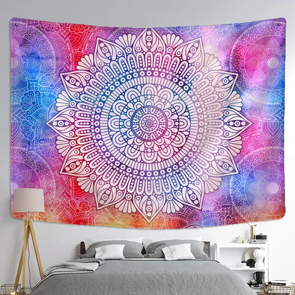 Boho multicolored indian mandala tapestry bedroom wall hanging