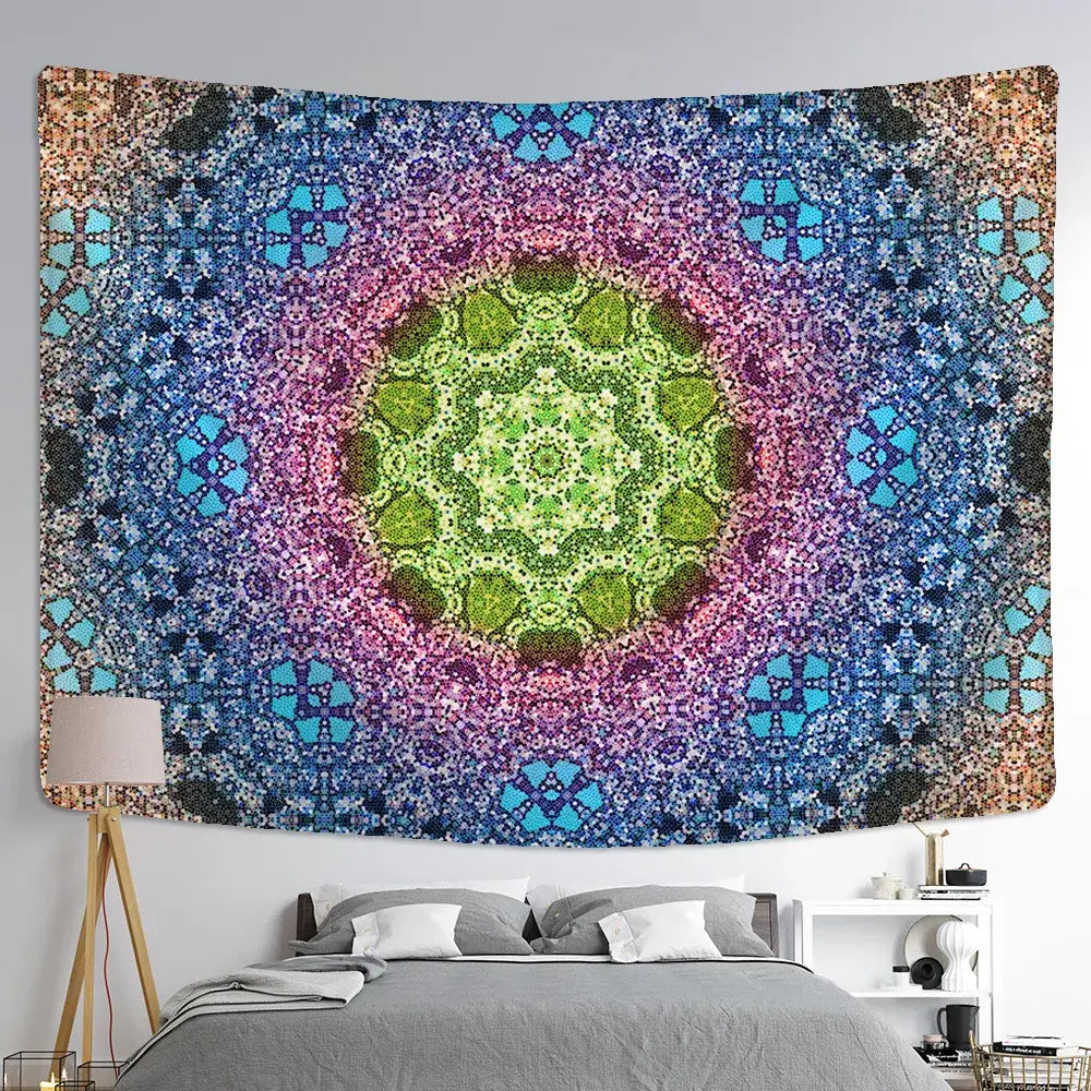 Boho multicolored indian mandala tapestry bedroom wall hanging