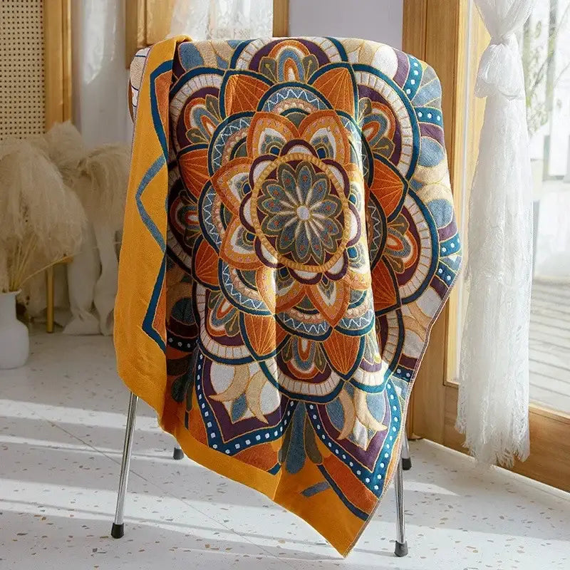 Boho patchwork cotton gauze bath towel bathroom wrap