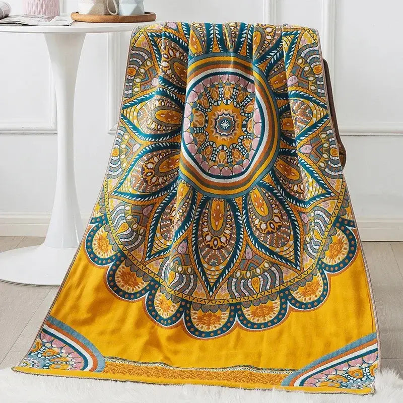 Boho patchwork cotton gauze bath towel bathroom wrap