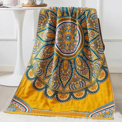 Boho patchwork cotton gauze bath towel bathroom wrap