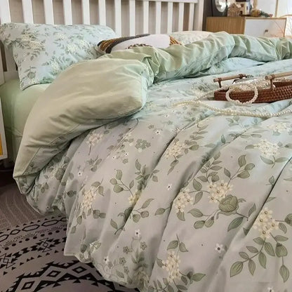 Boho pattern printed cream floral bedding set bedroom duvet cover