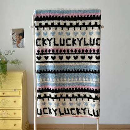 Boho printed blanket earthy geometric chunky knit bedroom shawl