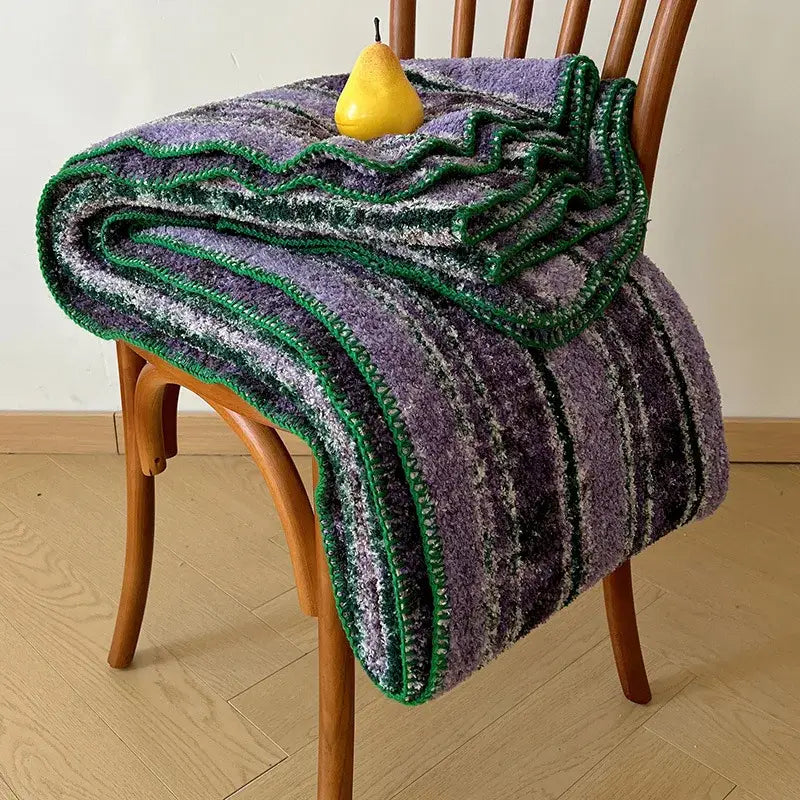 Boho printed blanket earthy geometric chunky knit bedroom shawl