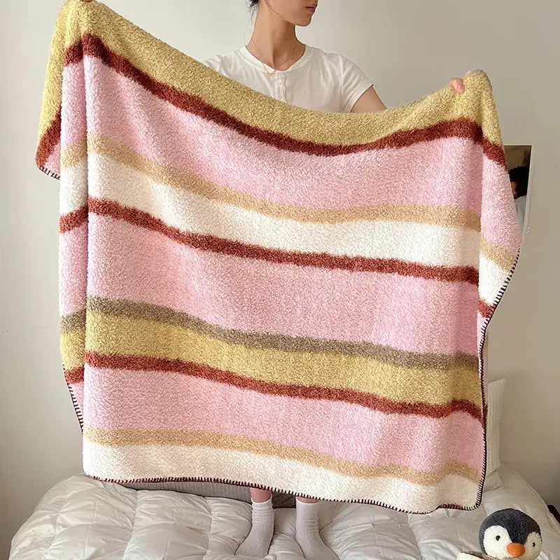 Boho printed blanket earthy geometric chunky knit bedroom shawl