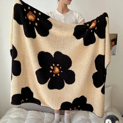 Boho printed blanket earthy geometric chunky knit bedroom shawl