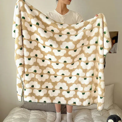 Boho printed blanket earthy geometric chunky knit bedroom shawl