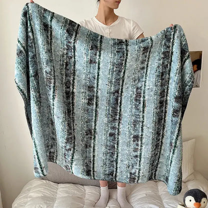 Boho printed blanket earthy geometric chunky knit bedroom shawl