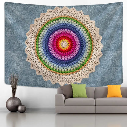 Boho rainbow indian mandala wall hanging bedroom lace tapestry