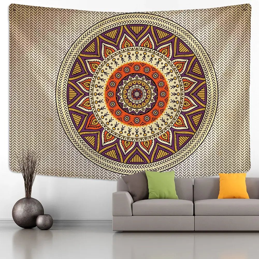 Boho rainbow indian mandala wall hanging bedroom lace tapestry