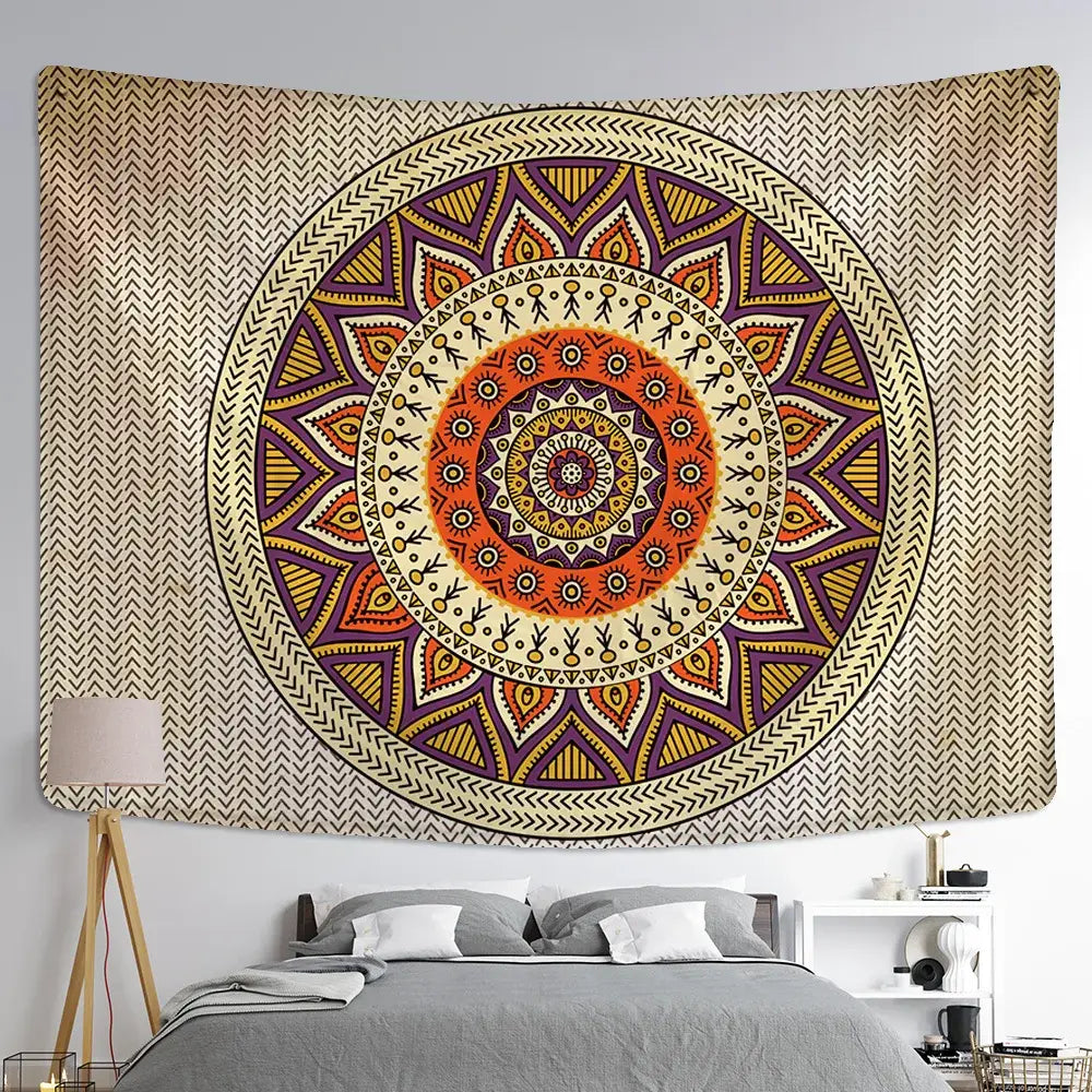 Boho rainbow indian mandala wall hanging bedroom lace tapestry