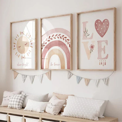 DecorBites™ Boho Rainbow Sunshine Nursery Poster Set