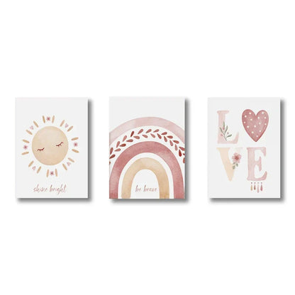DecorBites™ Boho Rainbow Sunshine Nursery Poster Set