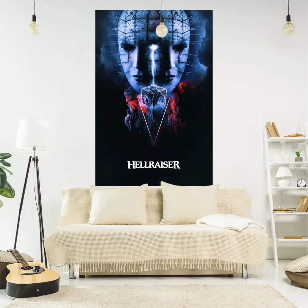 Boho red & blue jack-o-lantern wall tapestry bedroom fabric decor