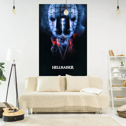Boho red & blue jack-o-lantern wall tapestry bedroom fabric decor