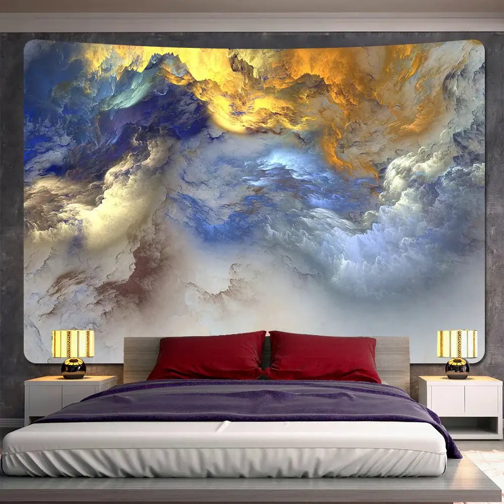 Boho red & gold cloud home tapestry bedroom wall decor